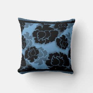 grungy floral dekadence Pillow, blau Kissen