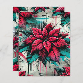 Grungy Florals Poinsettia Graffiti Scrapbook Paper