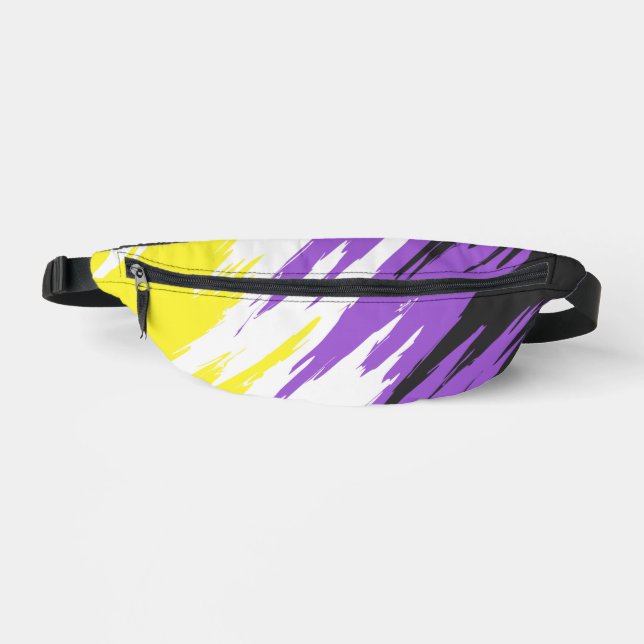 Grungy Funky ZigZag Abstrakte Flag für nichtbinäre Bauchtasche (Vorderseite)