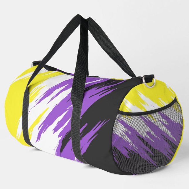 Grungy Funky ZigZag Abstrakte Flag für nichtbinäre Duffle Bag (Rechte Ecke)