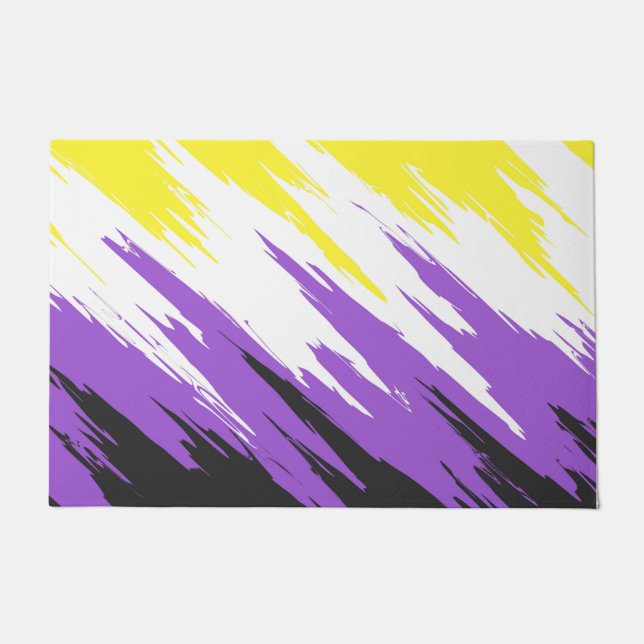 Grungy Funky ZigZag Abstrakte Flag für nichtbinäre Fußmatte (Vorderseite)