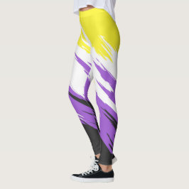 Grungy Funky ZigZag Abstrakte Flag für nichtbinäre Leggings