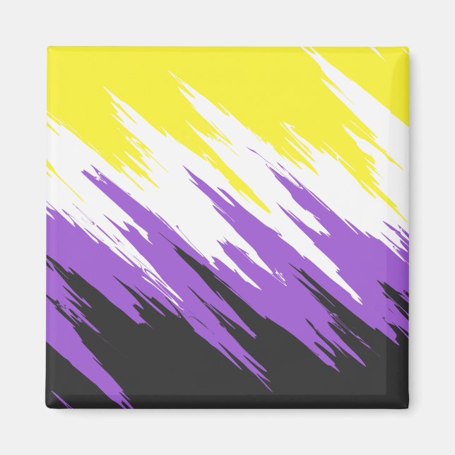 Grungy Funky ZigZag Abstrakte Flag für nichtbinäre Magnet (Vorne)