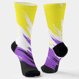 Grungy Funky ZigZag Abstrakte Flag für nichtbinäre Socken