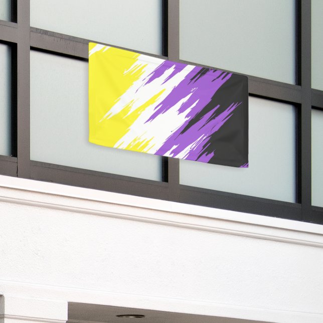 Grungy Funky ZigZag Abstrakte nichtbinäre Pride-Fl Banner (Äußeres Gebäude)