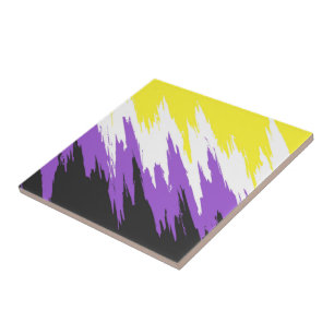 Grungy Funky ZigZag Abstrakte nichtbinäre Pride-Fl Fliese