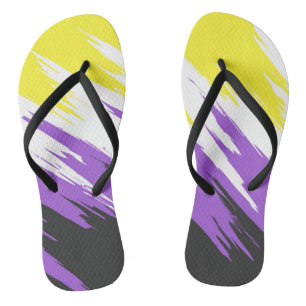 Grungy Funky ZigZag Abstrakte nichtbinäre Pride-Fl Flip Flops