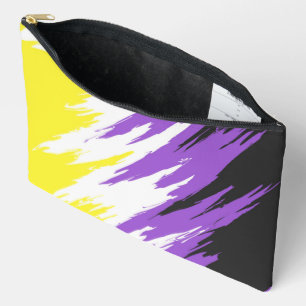 Grungy Funky ZigZag Abstrakte nichtbinäre Pride-Fl Zubehörtasche