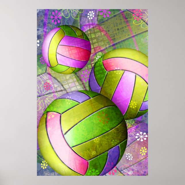 Grungy Girls' Volleyball Poster (Vorne)