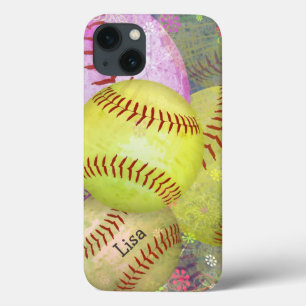 Grungy Girly Softball iPhone 13 Hülle