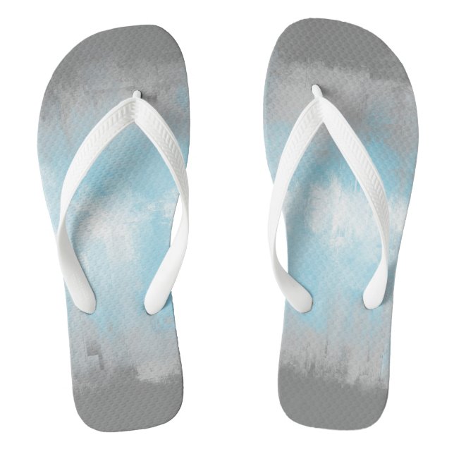 Grungy Glitchy Funky Abstrakt Demiboy Pride Flag Flip Flops (Fußbett)