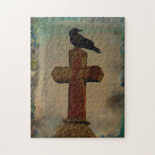 Grungy Gothic Night Crow Puzzle