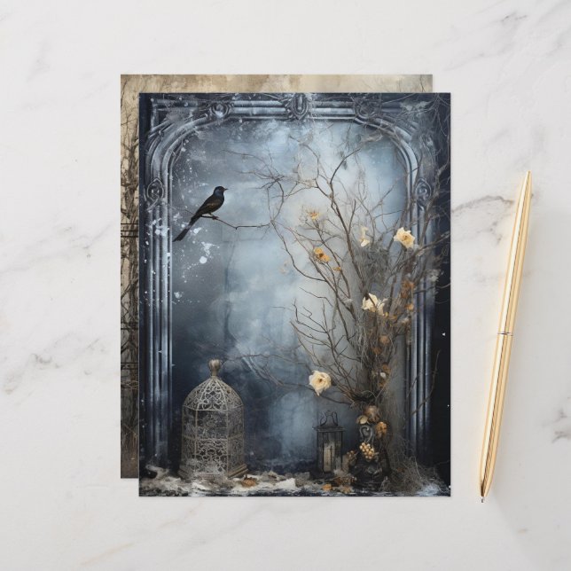 Grungy Gothy Winter Paper Craft Cardstock (Vorderseite/Rückseite Beispiel)