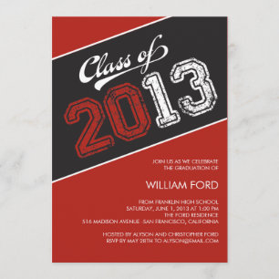 Grungy Graduate Abschluss Einladung - Rot