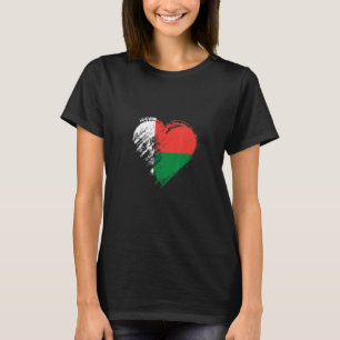 Grungy I Liebe Madagaskar Herzenflagge T-Shirt