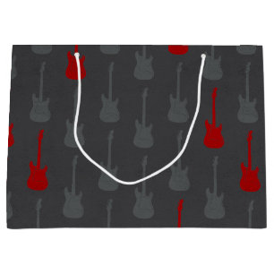 Grungy Klassische E-Gitarre Polka-Punkte grau rot Große Geschenktüte