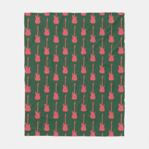 Grungy Klassische E-Gitarre Polka-Punkte rosa grün Fleecedecke