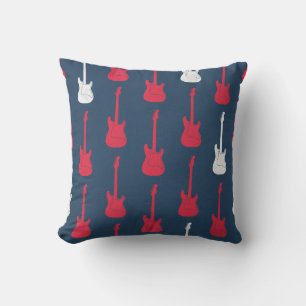 Grungy Klassische E-Gitarre Polka-Punkte rot blau Kissen