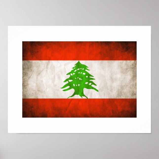 Grungy Lebanon Flag Poster (Vorne)