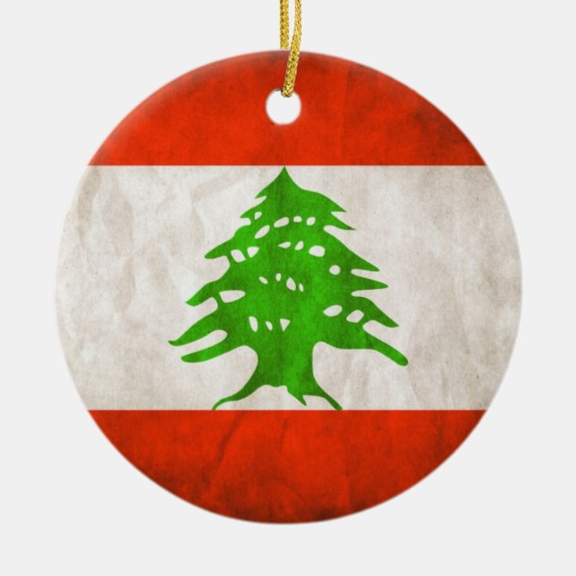 Grungy Libanon Flag Keramikornament (Vorne)