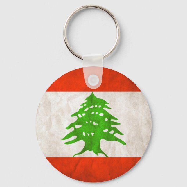 Grungy Libanon Flag Schlüsselanhänger (Vorderseite)