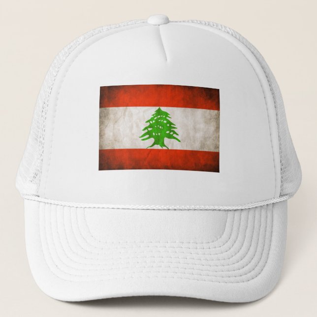 Grungy Libanon Flag Truckerkappe (Vorderseite)