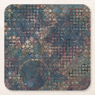 Grungy Muster mit Messy Patchwork of Textures Rechteckiger Pappuntersetzer