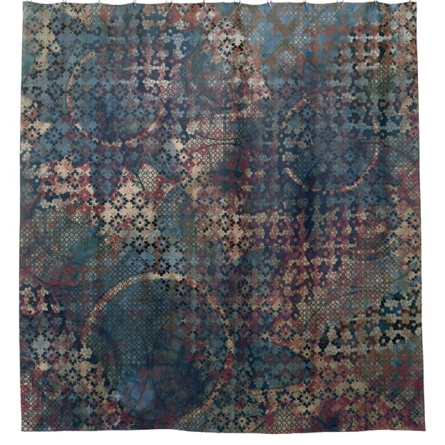 Grungy Muster mit unordentlichem Patchwork von Duschvorhang (Vorderseite)