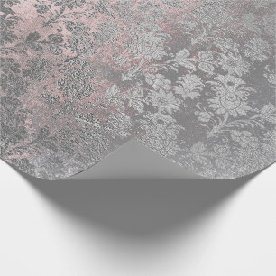 Grungy Pink Rose Silberpulver Blush Blues Geschenkpapier