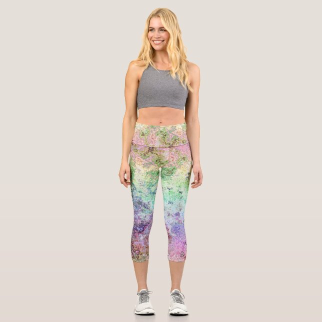 Grungy Rainbow Capri Leggings (Vorderseite)