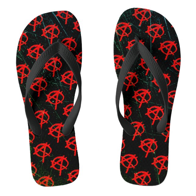 Grungy Red Anarchy Symbol Flip Flops (Fußbett)