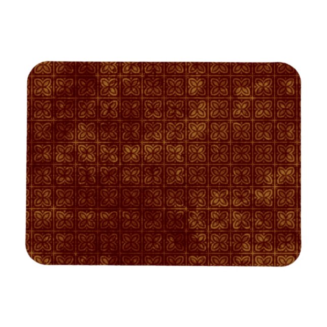 Grungy Red and Gold Floral Pattern Magnet (Horizontal)