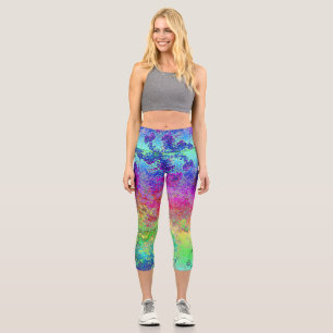Grungy Regenbogen Capri Leggings