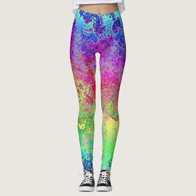 Grungy Regenbogen Leggings (Vorderseite)