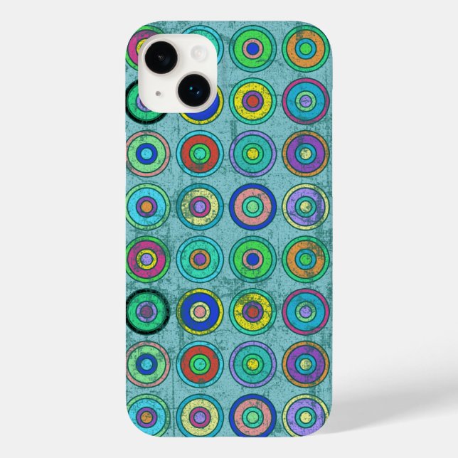 Grungy Retro Blue Circle Pattern Case-Mate iPhone Hülle (Rückseite)
