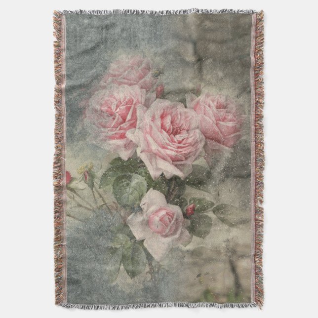 GRUNGY-ROSE - Vintage Blume Decke (Vorderseite Vertikal)