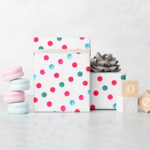 Grungy rote grüne Teals und cremefarbene Punkte-Mu Geschenkpapier