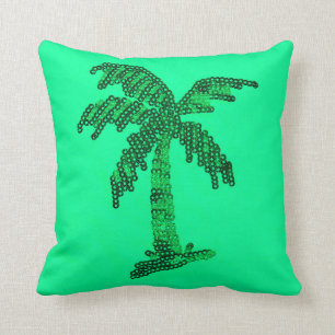 Grungy Sequined Palme-Bild Kissen