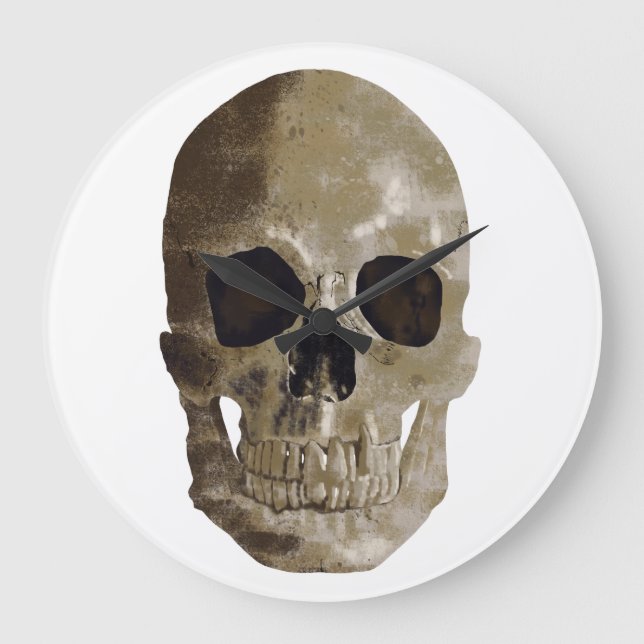 Grungy Skull Große Wanduhr (Vorderseite)