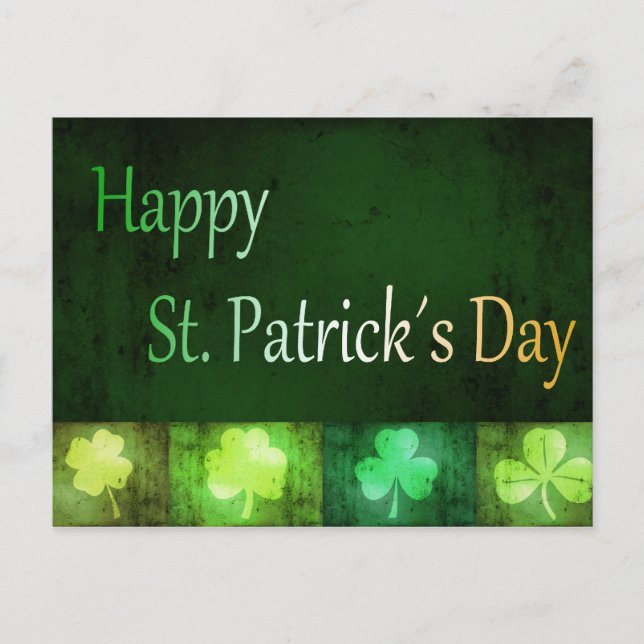 Grungy St. Patrick's Day Kleeblatts - Postkarte (Vorderseite)