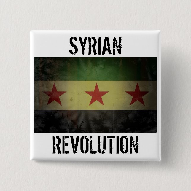 Grungy "syrische Revolutions-" Syrien-Flagge Button (Vorderseite)