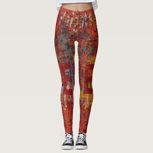 Grungy Urbex Graffiti Wall Abstrakt Yoga Running Leggings (Vorderseite)