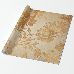 Grungy Vintages Goldblumenwagen Geschenkpapier
