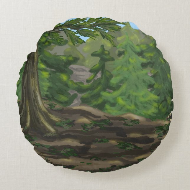 Grünholz Rundes Kissen (Vorderseite)