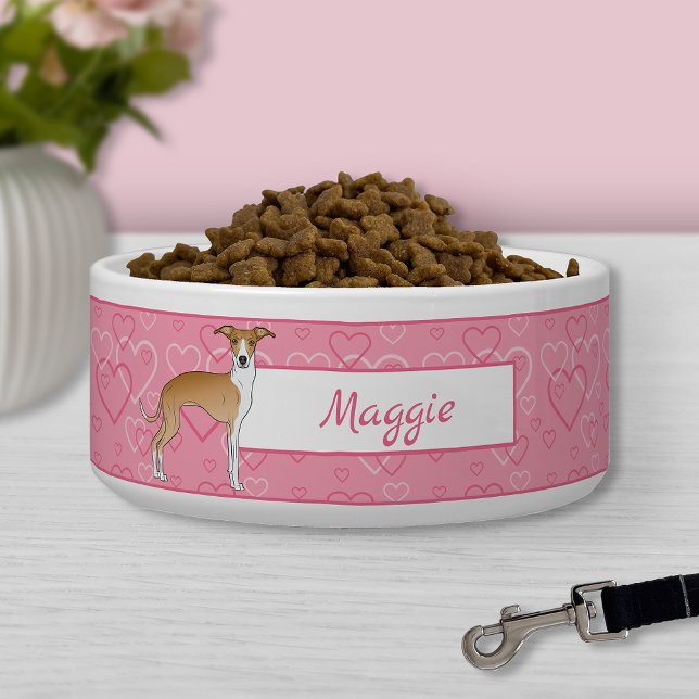 Grünhund aus Weiß und Fauna auf rosa Herzen Napf (Von Creator hochgeladen)