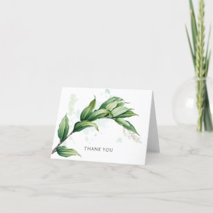 Grünillustration Wasserfarbspritzer leer Dankeskarte