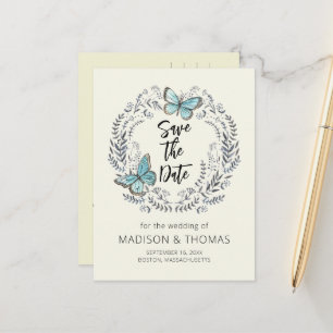 Grünkäfer-Schmetterlingssehen retten das Datum Ankündigungspostkarte