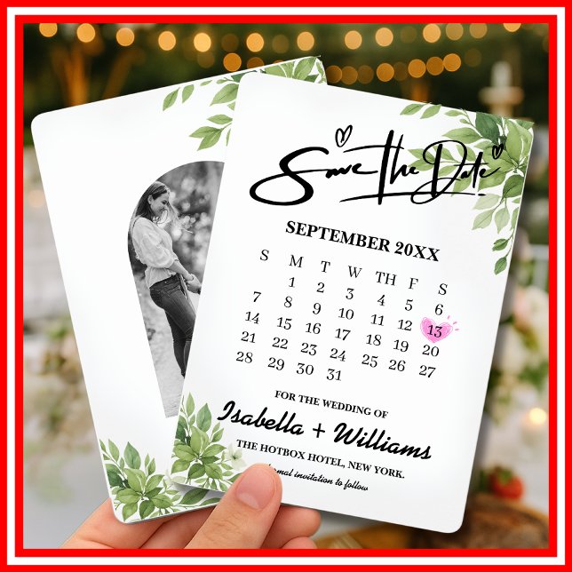 Grünkalender mit Herz-Hochzeit Save The Date (Von Creator hochgeladen)