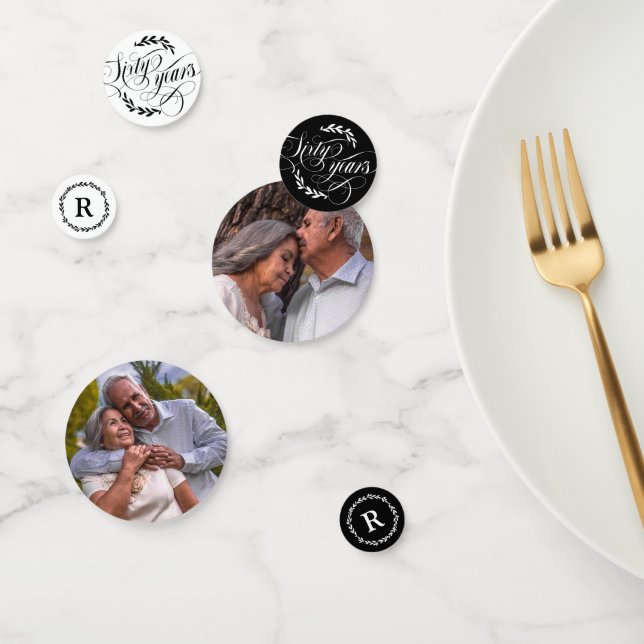 Grünkalligrafie 60. Hochzeitstag Konfetti (Gruppe)