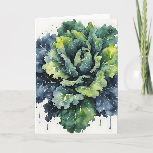 Grünkohl - Aquarellblumen Karte (Vorderseite)